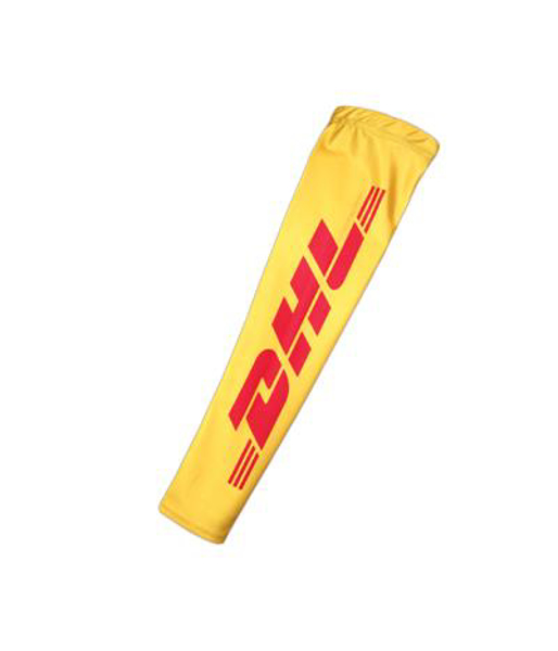 Cycling Arm Sleeves in yellow with 1 colour print logo