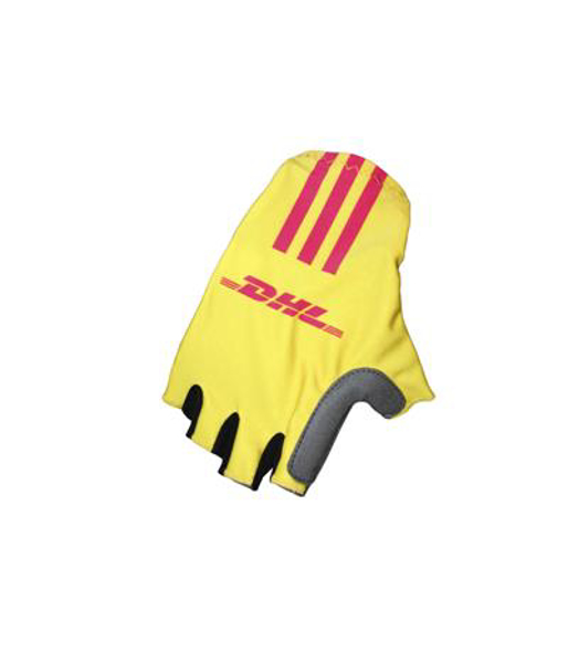 Cycling Gloves in yellow and black with one colour print logo