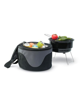 Donau BBQ Cooler Bag in black and grey open