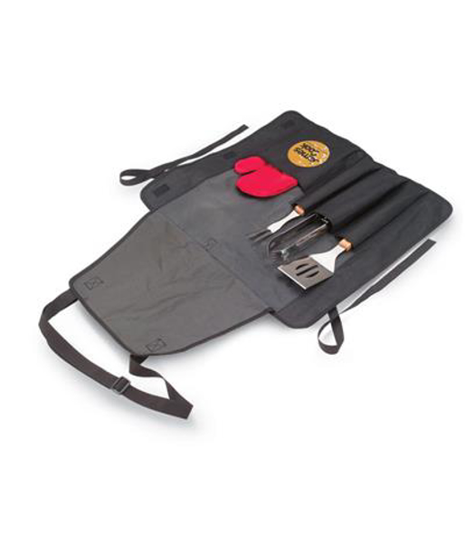 black apron with BBQ tool kit