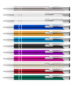 Shiny metal lightweight ballpen in a range of colours