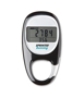 black fancy pedometer with digital screen and two colour logo