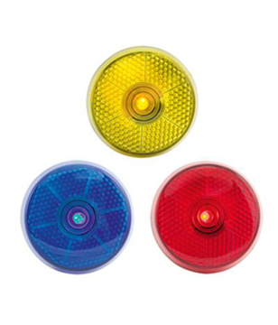 three clip lights in different colours