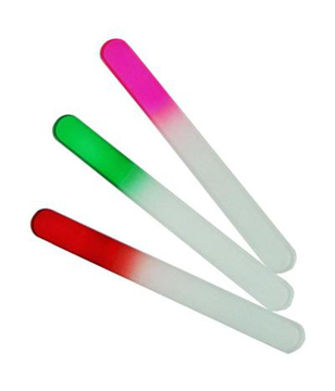 Show details for Glass Nail File Glass Nail File in red, green and pink with lower half white