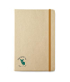 A5 goldies notebook with PU cover in gold with gold elastic closure strap and 2 colour print logo