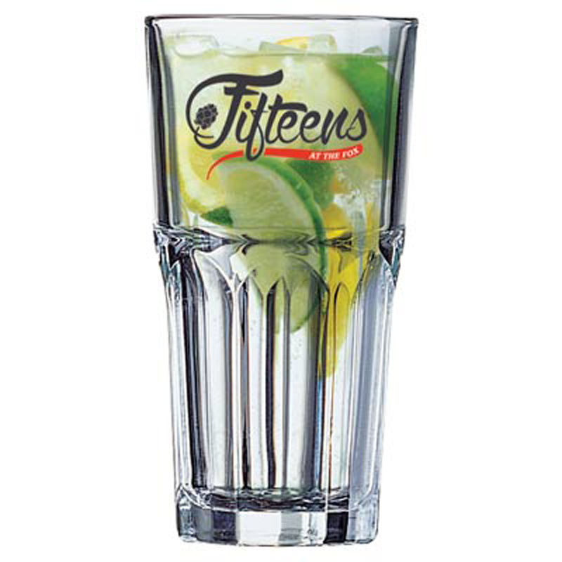 480ml glass tumbler with 2 colour branding