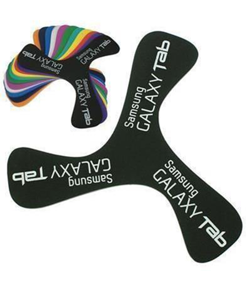a selection of branded boomerangs in different colours