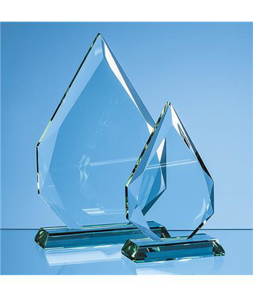 Jade Glass Facetted Diamond Peak Award with engraving