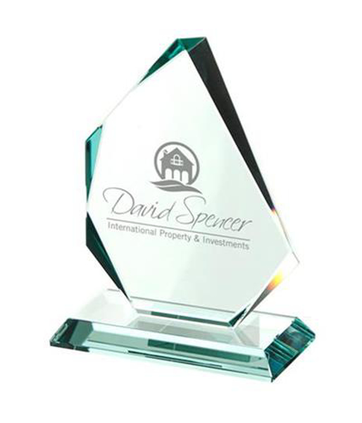 Clear engraved prism award