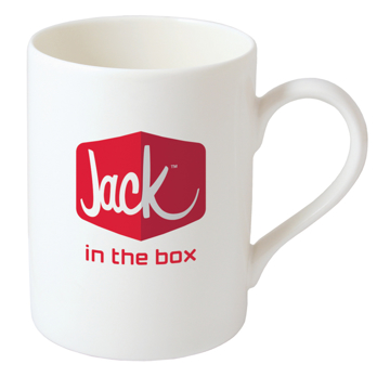 white lyric mug with 1 colour branding