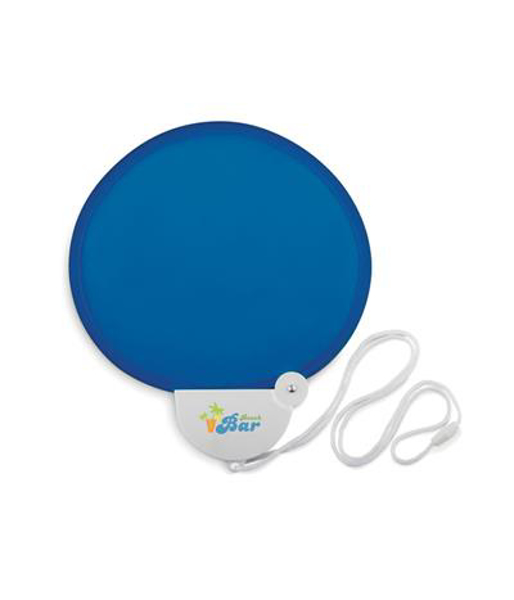 Medan Foldable Fan in blue with 4 colour print logo