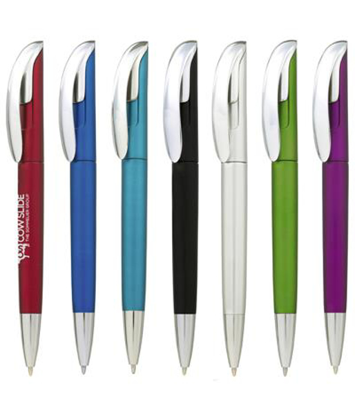 Twist action pen in a range of bright colours
