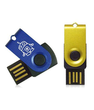 Mini Twister USB in blue with 1 colour print and gold