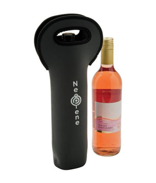 Neoprene Wine Bottle Cooler in black with 1 colour print logo