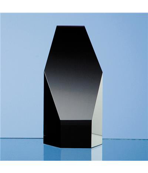 Onyx Black Optical Crystal Hexagon Award