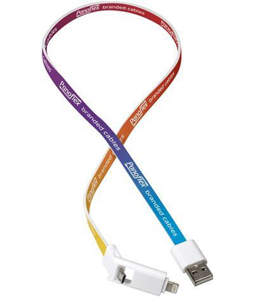 multi colour branded charging cables with 2 output options
