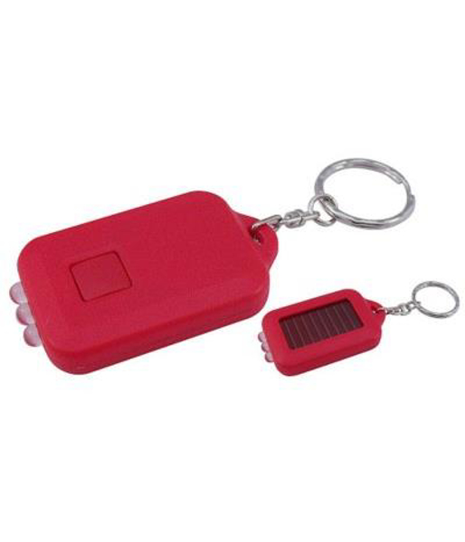 Plastic Solar Torch Keyring  in red