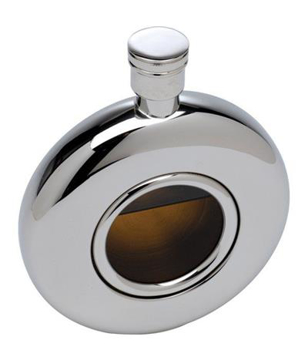 Porthole Hip Flask in silver with round window