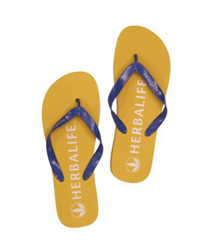 Printed Flip Flops in orange and blue with 1 colour print