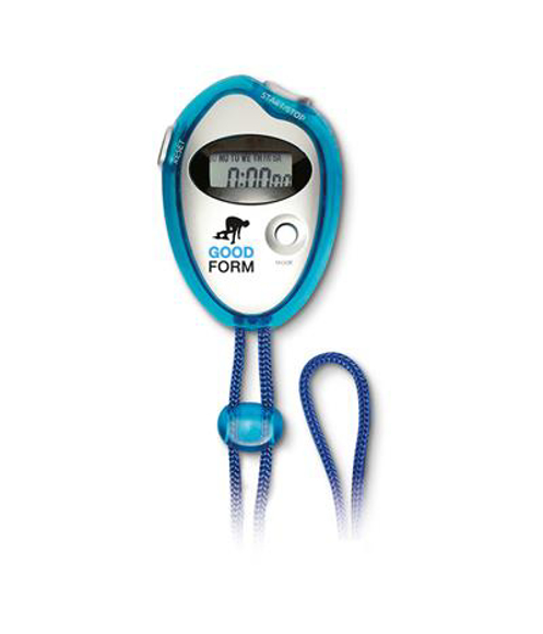 blue record pedometer stopwatch with 2 colour logo