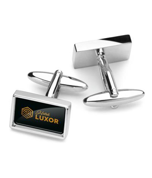Rectangle Cufflinks in silver with 2 colour print logo