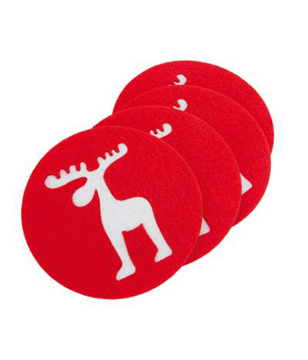 Felt Coasters in red with white Reindeer