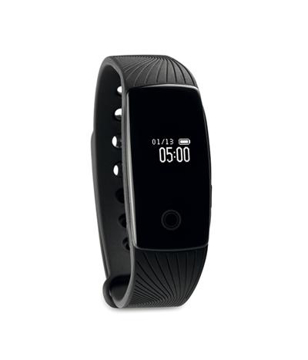 black resume fitness tracker with digital screen