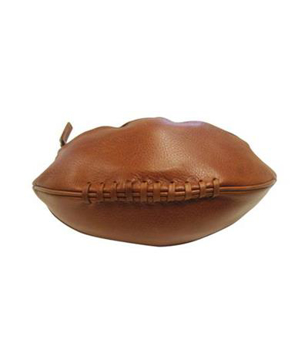 Real Leather Rugby Ball Shape Washbag With Zip Closure