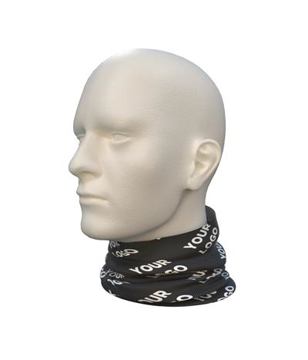 Snood in black with white print