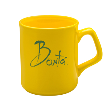 a yellow sparta mug with 1 colour logo