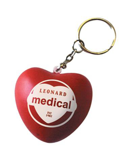 Stress Heart Keyring in red with one colour print logo