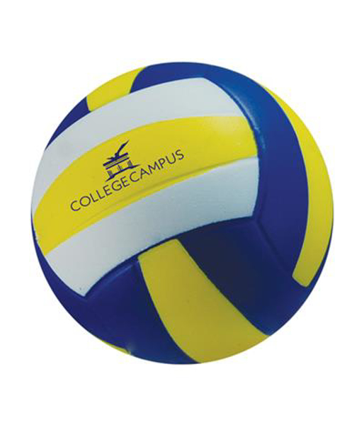 Stress Volley Ball in yellow, blue and white stripes with 1 colour logo