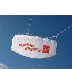 Stunt Parafoil Kite in white with 1 colour print