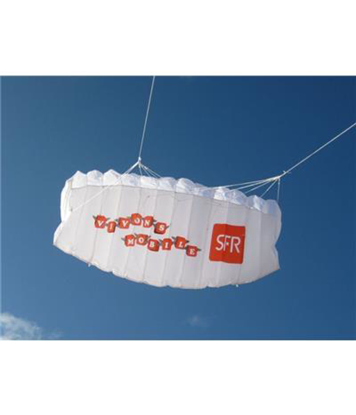 Stunt Parafoil Kite in white with 1 colour print