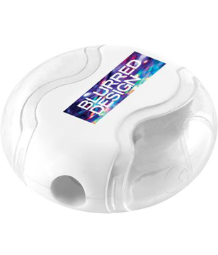 Show details for Swerve Sharpener And Eraser white pencil sharpener printed with logo