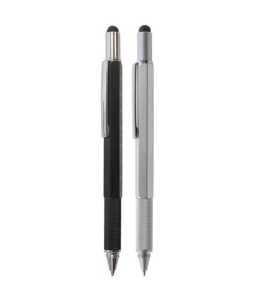Multi function ball pen in black and silver