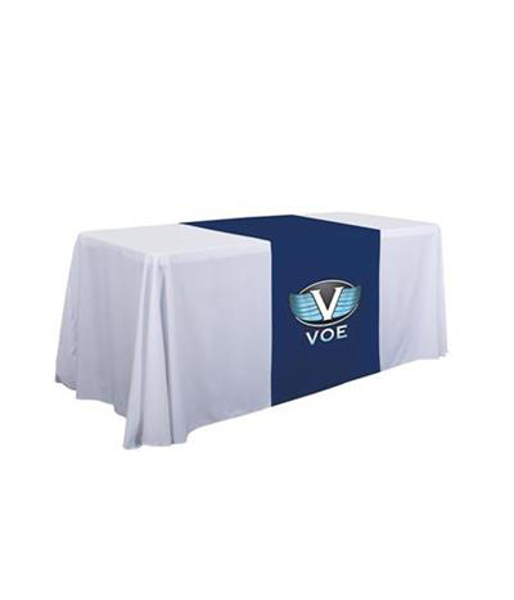 blue table runner on white table