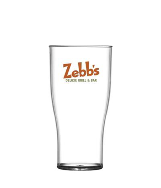 tulip pint reusable plastic glass with corporate branding