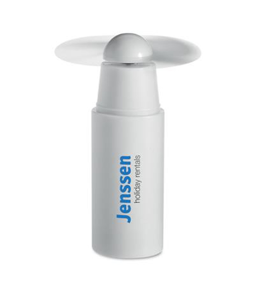 Vueltas Mini Fan in white with 1 colour print logo