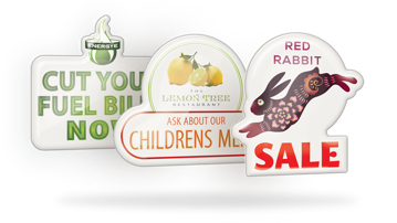 Show details for Shaped Plastic Promotional Badges shaped badges