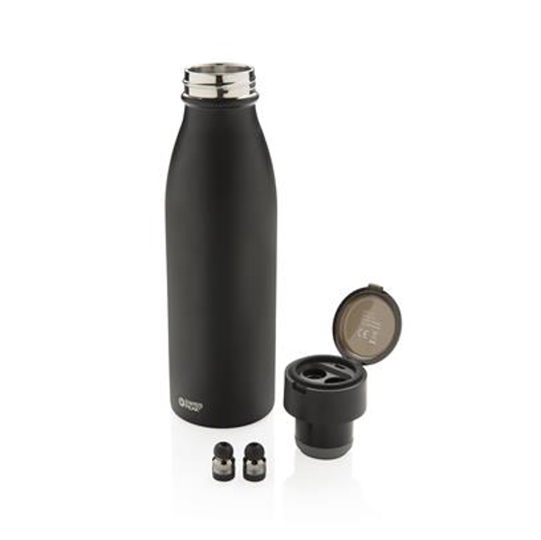 Picture of Swiss Peak vacuum bottle with mini true wireless earbuds