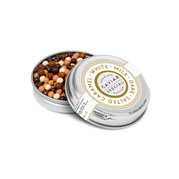 Show details for CAVIAR TIN OF CHOCOLATE PEARLS silver tin - caviar pearls