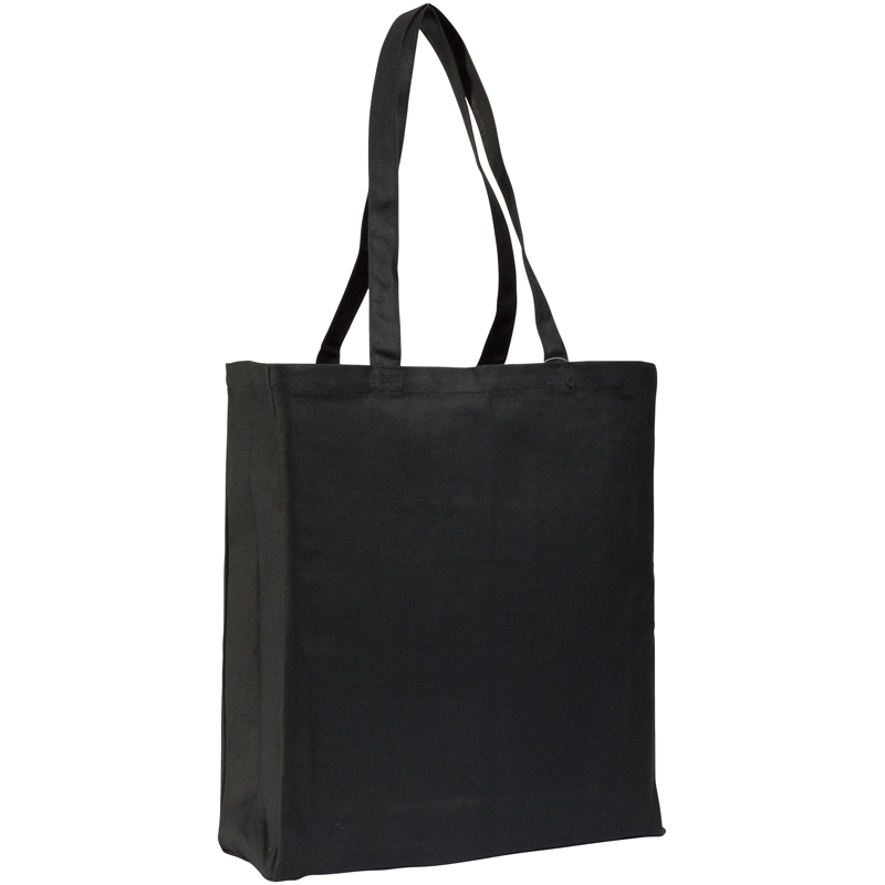 Long handled canvas shopper bag in black