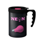 350ml travel coffee mug with black lid and matching handle personalised with a  full colour print
