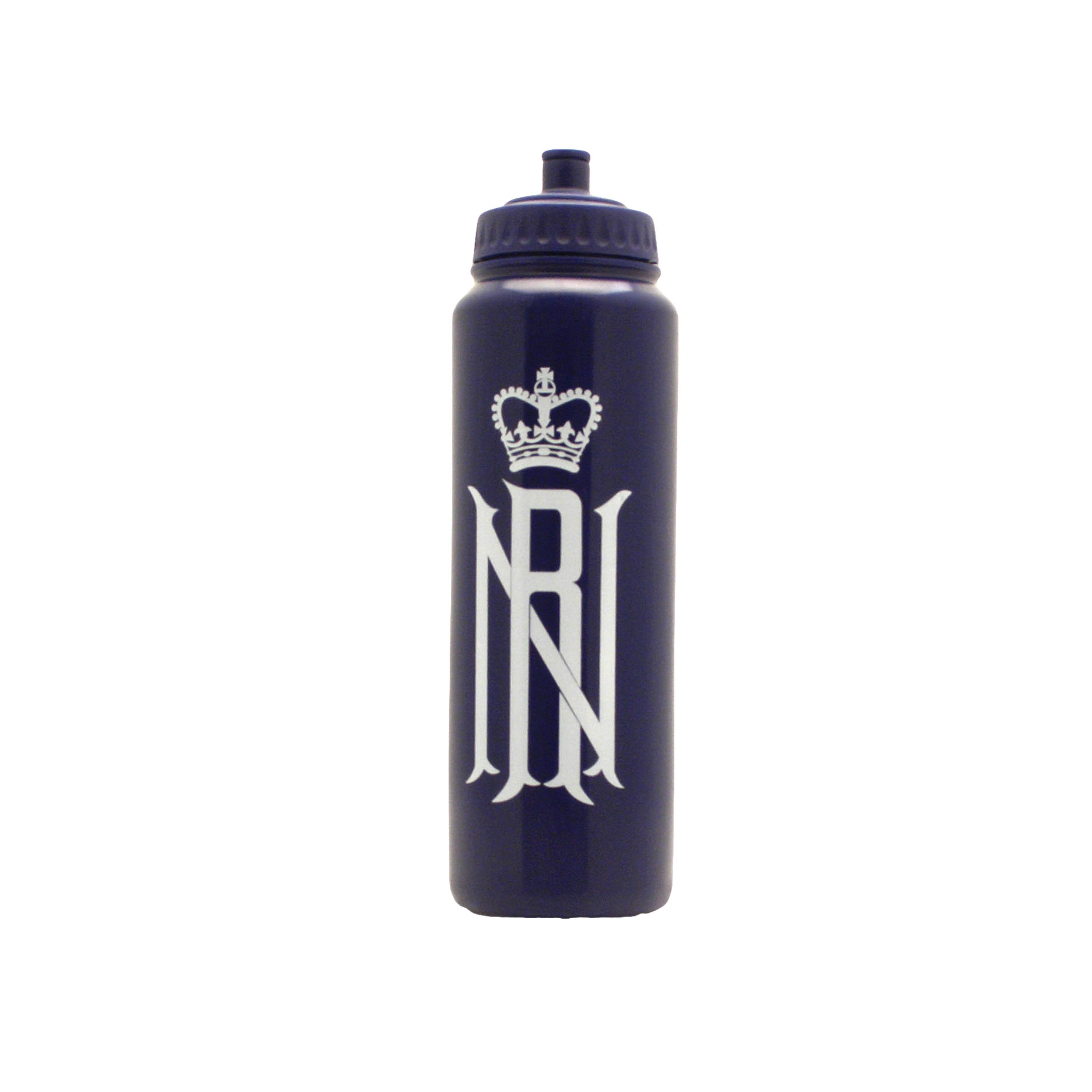 Black 1 litre sports bottle with matching push pull lid and personalised with a printed company logo