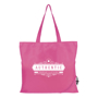 Magenta promotional foldable shopper bag with logo printed to the front