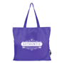 Reusable shopping bag with foldable corner pouch in purple