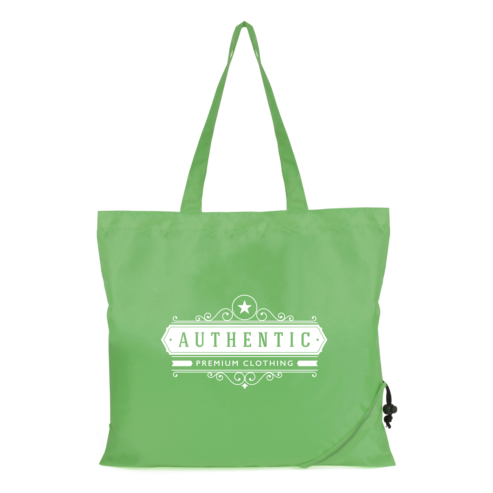 Folding green shopper bag with long handles