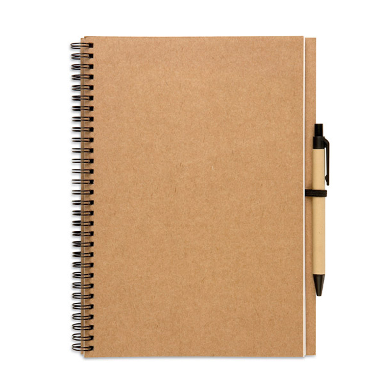 Bloquero Plus Notebook in brown with black elastic pen loop and black and brown pen