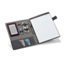 Open A4 imitation leather notepad organiser with lined paper sheets and elastic pen and wire organiser